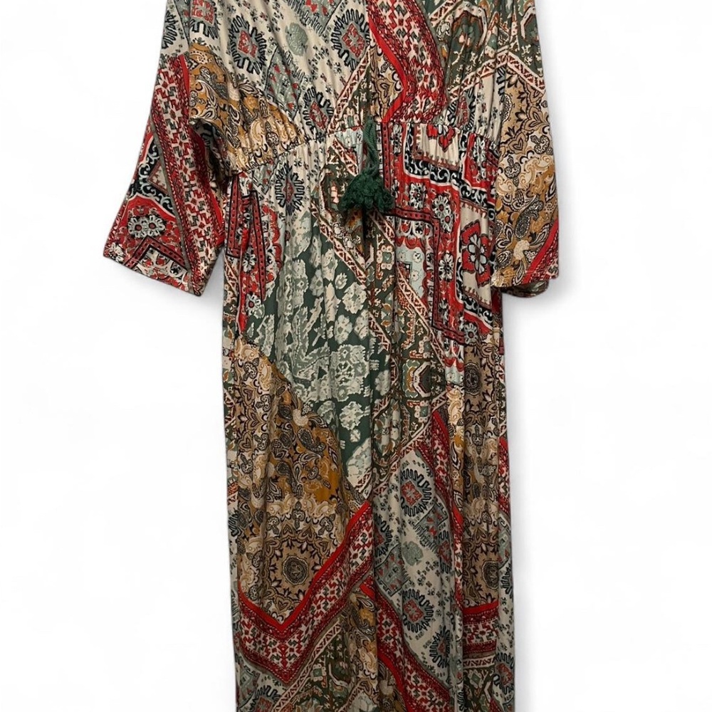 One World Multicolor Patchwork Boho Maxi Dress - image 3